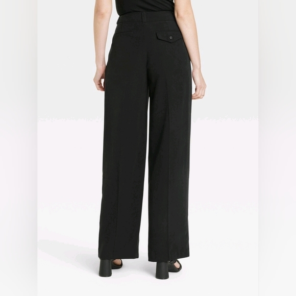 Women's High-Rise Relaxed Fit Full Length Baggy Wide Leg Trousers - Picture 3 of 6